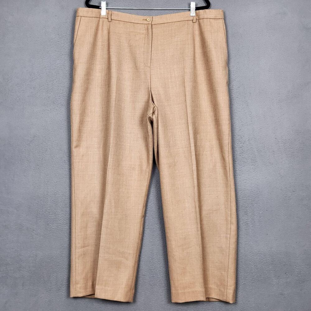 Pendleton Dress Pants Womens 22W Beige Wool Twill Lined Pockets Wide Leg Office